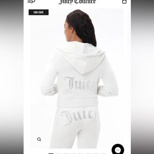 Juicy Couture Crystal Embellished White hoodie and pant set.